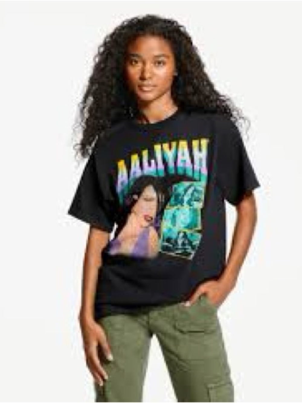 Black Aaliyah RnB Graphic Tee - Women's Casual Top women’s XL
